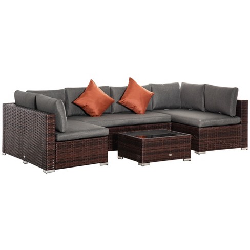 Outdoor Wicker Sofa Set Patio Rattan Sectional Furniture Garden Deck Couch Brown 