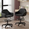 VECELO Height Adjustable Office Chair PU Leather Desk Chair Ergonomic Swivel Stool with Back and Arm Black/Brown/White - 4 of 4