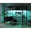 Karl Home Metal Loft Bed Frame with Guardrail, 2 Charging Stations, L-Shaped Desk, Storage Shelve, Drawers, LED Lights - 3 of 4