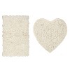 Bell Flower Collection Tufted Bath Rugs, Extra Soft and Absorbent, Non-Slip Bath Mats, Machine Washable Bathroom Mats, 2 Piece Set with Heart, Ivory - 2 of 4