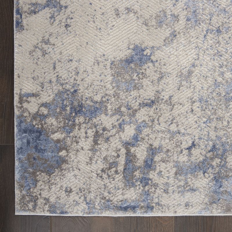 Nourison Sleek Textures SLE04 Blue/Ivory/Grey Indoor Area Rug, 2 of 10