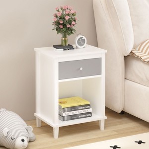 KTMBDW 26.77''H Rustic Farmhouse Bedroom Nightstand with 1 Drawers and an Open Cubby, Wooden Bedside Table for Bedroom, Office, or Living Room - 1 of 4