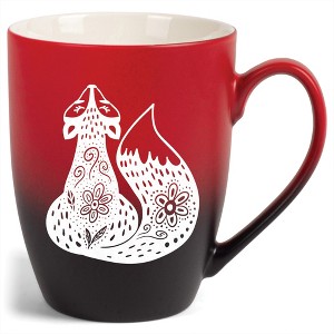 Elanze Designs 12 Ounce Vibrant Two Toned Ombre Ceramic Tea Coffee Cup Mug Red Black Sly Forest Fox - 1 of 4