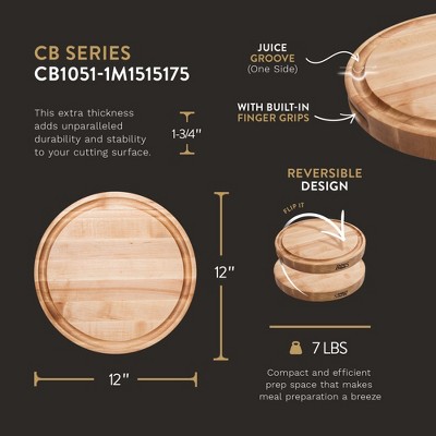 Maple Round 12" Wood Cutting Board with Juice Groove
