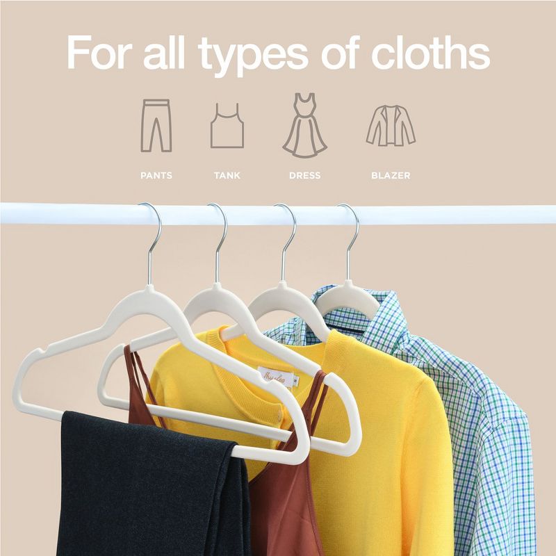 30 Pack Velvet Cloth Hangers Non-Slip Ultra-Thin Hangers in Ivory - HomeItUsa, 2 of 8
