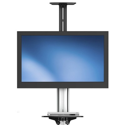 Adjustable Black & Stainless Steel Mobile TV & Media Cart with Lockable Wheels