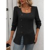 Womens 2025 Dressy Sweaters Tops Casual Fall Square Neck Button Down Side Split Tunics - 2 of 4