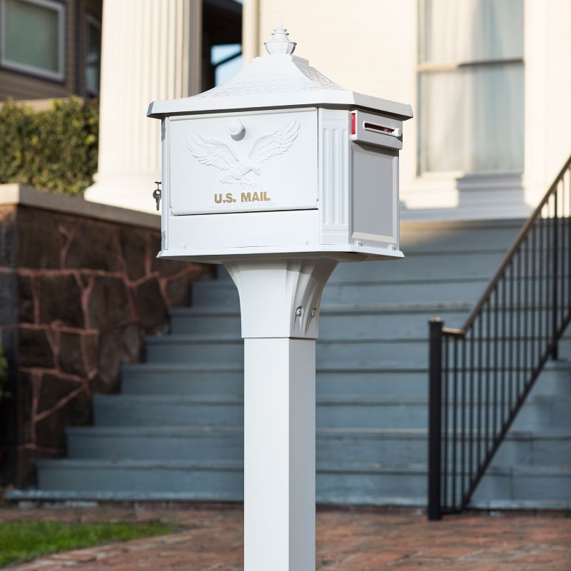 Architectural Mailboxes Hamilton Post Mount Mailbox White, 5 of 6