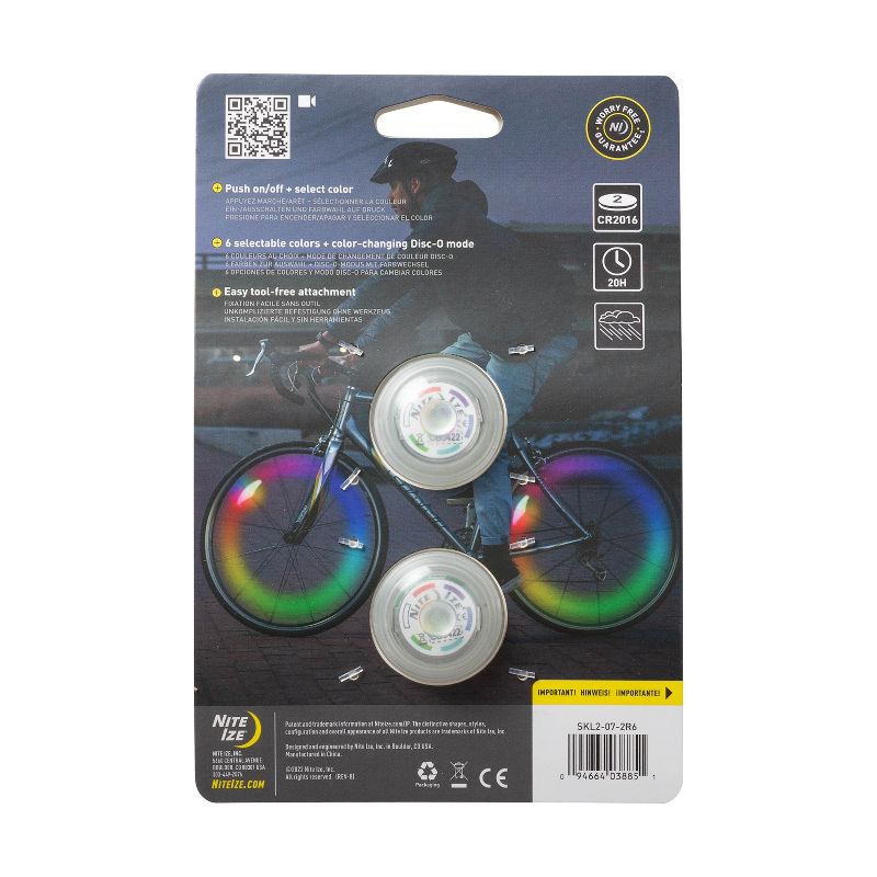 Nite Ize Spokelit LED Bicycle Spoke Light, Visibility + Safety Bike Light, 2 Pack, Disc-O Select Choose-Your-Color LED, 6 of 11