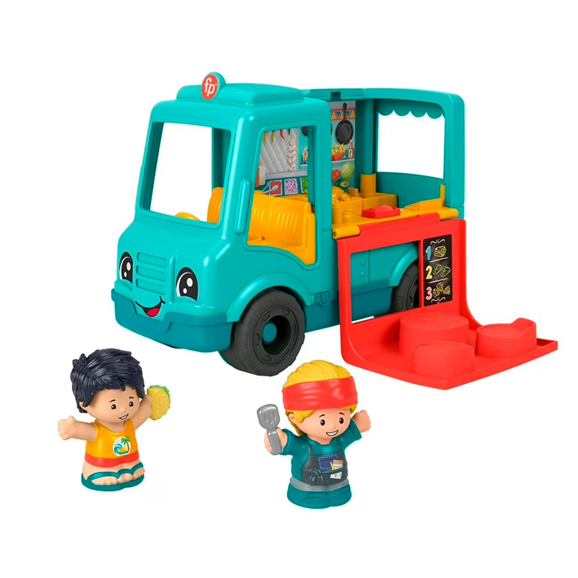 Fisher-Price Little People Musical Toddler Toy Serve It Up Food Truck Vehicle with 2 Figures for Pretend Play Kids Ages 1+ Years