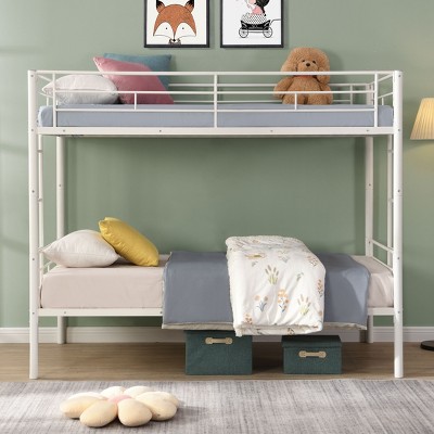 NicBex Modern Twin Over Twin Loft and Bunk Bed,Metal Bunk Bed Frame with Ladder and High Guardrail for Teens Adults,Large Under Bed Storage