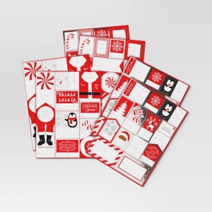 70ct Christmas Candy Cane Wishes Peel and Stick Gift Tags Red/Black/White/Silver - Wondershop™ - 1 of 3