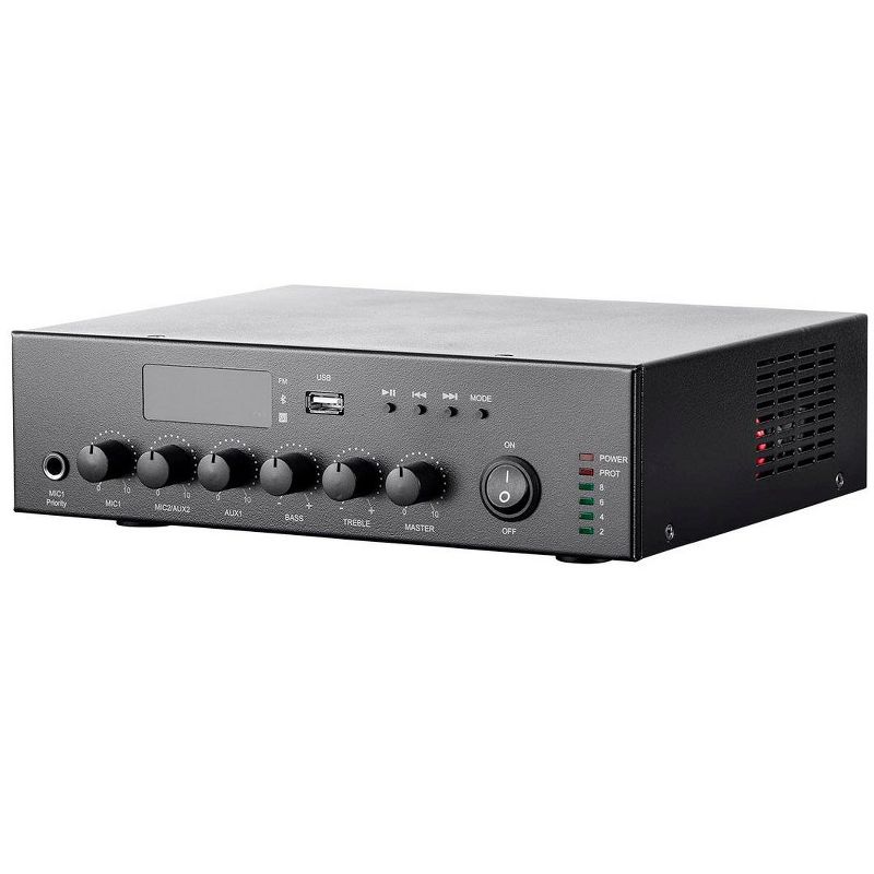 Monoprice Commercial Audio 60W 3ch 100/70V Mixer Amp with Built-in MP3 Player, FM Tuner, And Bluetooth Connection, 1 of 6