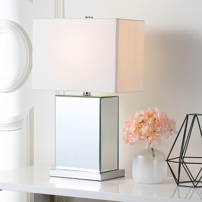 Dana 23" Silver and White Rectangular Table Lamp Set