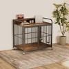 Heavy Duty Dog House with 360° Wheels – Furniture Style Dog Crate for Medium Dogs with Feeder - 2 of 4