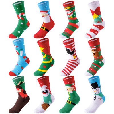 Joyfy Christmas Socks, Funny 12 Pairs Christmas Socks Unisex Warm Thermal Novelty Gift Socks for Family Christmas, Holiday or Birthday Gift