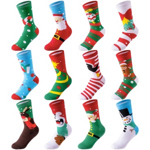 Joyfy Christmas Socks, Funny 12 Pairs Christmas Socks Unisex Warm Thermal Novelty Gift Socks for Family Christmas, Holiday or Birthday Gift - 1 of 4