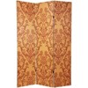 6" Double Sided Damask Room Divider Orange - Oriental Furniture: 71" High, 3-Panel, Canvas, No Assembly Required - 2 of 2