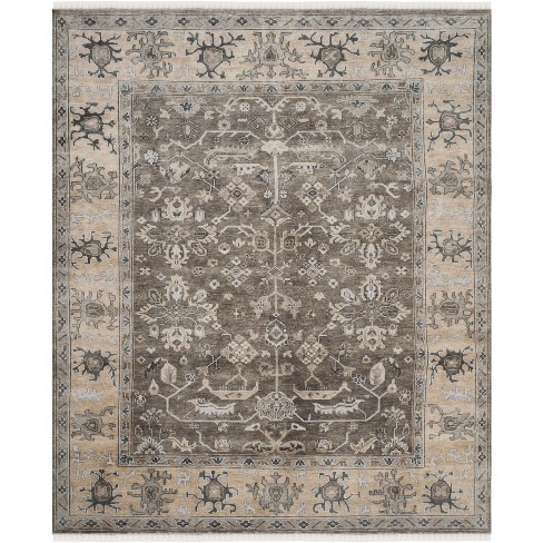 Oushak Osh235 Hand Knotted Area Rug - Charcoal/sandstone - 9'x12 ...