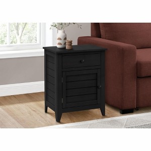 Monarch Specialties Accent Table Nightstand Storage Drawer End Side Table Bedroom Lamp Storage Black Veneer Transitional - 1 of 4