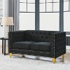TiramisuBest Velvet Sofa for Living Room,Tufted Square Arm Couch, Modern Couch Upholstered Button and Metal Legs, Sofa Couch for Bedroom, Black - 3 of 4