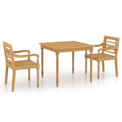 vidaXL 3 Piece Patio Dining Set Solid Teak Wood