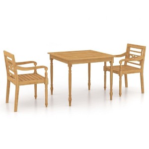 vidaXL 3 Piece Patio Dining Set Solid Teak Wood - 1 of 4