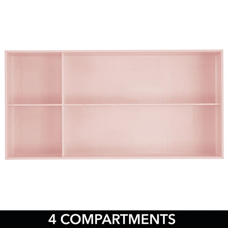mDesign Plastic Makeup Vanity Drawer Organizer Tray, 4 Sections, 5 of 9