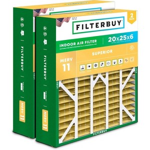 Filterbuy 20x25x6 Air Filter (2-Pack), Pleated MERV 11 Allergen Defense HVAC AC Furnace Filters for Aprile Space-Gard 201 / 2200 / 2250 & Lennox - 1 of 4