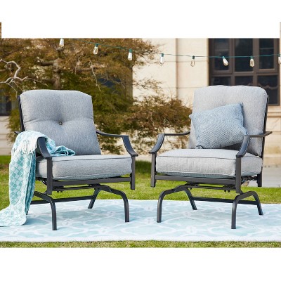 2pc Steel Patio Accent Chairs Gray - Lokatse