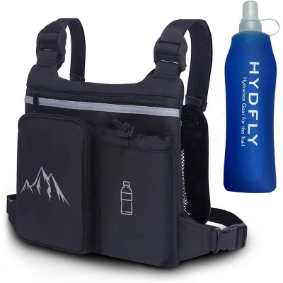 Chest Pack Running Vest with Hydration Bottle Holder, Reflective Lightweight Sports Chest Bag for Men Women Jogging Cycling Hiking
