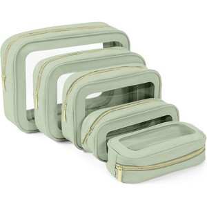 5PCS Diaper Bag Organizer Pouch Set, TSA Approved Toiletry Bag，Clear Waterproof TPU Makeup Bag Set Travel Organizer - 1 of 4