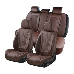 Coverado Auto Seat Covers Faux Leather Seat Protector With Stylish Design - 1 of 4