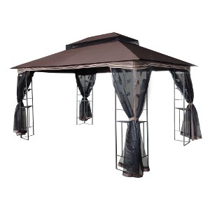 Ridstar 157.48 in. W Outdoor Patio Canopy Tent with Ventilated Double Roof & Mosquito Net for Lawns & Gardens-Brown - 1 of 4