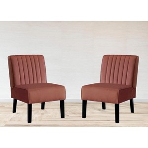 CAVINAS Velvet Upholstered Accent Chair with Minimalist Design,Modern Armless Chairs with Solid Wood Legs for Bedroom,Reading Room,2PC - 1 of 4