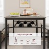 Jojoka Dining Table Set for 4,Rectangular Kitchen Table Set with 2 Backrest Chairs, 2-Person Bench with Storage Rack, Set for Small Spaces, Apartment - 3 of 4