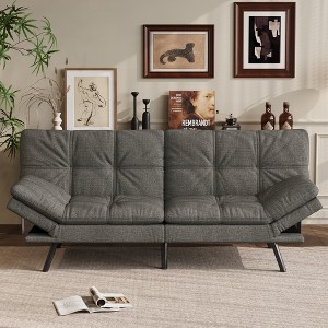 Dyonery 71" Convertible Futon Sofa Bed,Modern Linen Futon Couch with Detachable Cushion,Adjustable Backrest & Armrest - 1 of 4