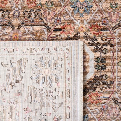 Elegant Crimson Beige/Ivory Synthetic 2'2" x 4' Area Rug