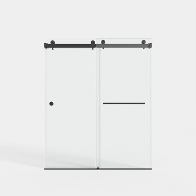Cesicia 55-59x72 inches Matte Black Double Sliding Shower Door