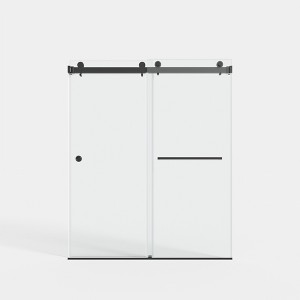 Cesicia 55-59x72 inches Matte Black Double Sliding Shower Door - 1 of 4