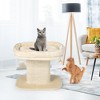 Tangkula Modern Cat Tree Tower Cat Activity Tower w/ Large Plush Perch Beige - 3 of 4