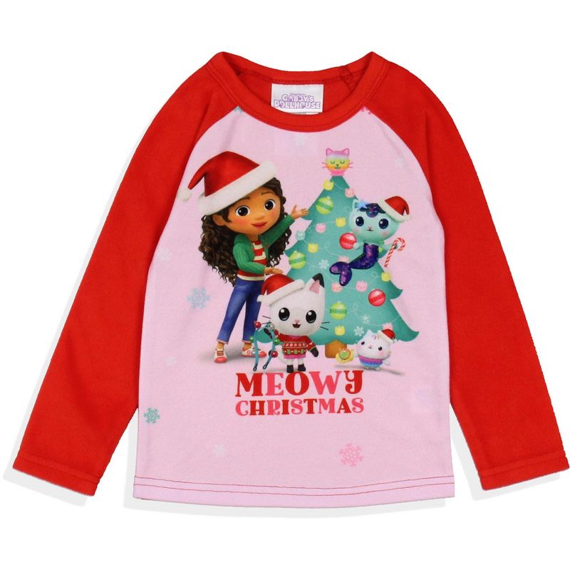 Gabby's Dollhouse Toddler Girls' Meowy Christmas Show Sleep Pajama Set Pink, 2 of 7