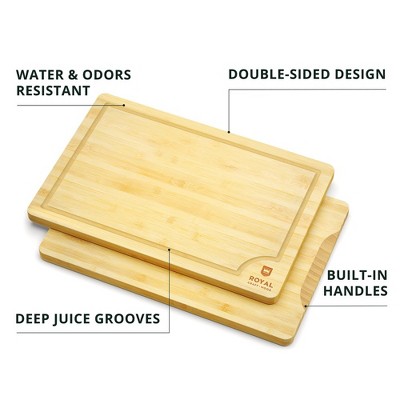 Royal Craft Wood Bamboo Cutting Board Set with Juice Grooves