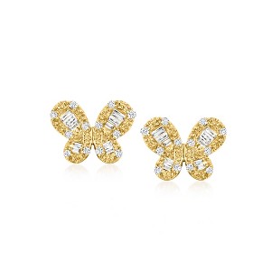 Ross-Simons 0.25 ct. t.w. Diamond Butterfly Earrings in 14kt Yellow Gold - 1 of 2