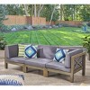 GDFStudio Keith 90.75“ Outdoor Acacia Wood 3 Seater Sofa with Cushions - 3 of 4