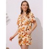 Allegra K Women's Floral Tropical Vacation Beach Hawaiian Button Down Shirt and Short Set - 2 of 4