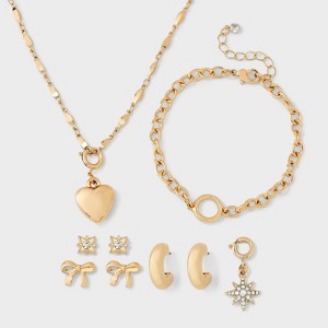 Bow Jewelry Gift Set 7pc - A New Day™ Multi/Gold - 1 of 4