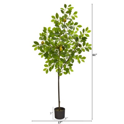 Lifelike Lemon Silk 61" Artificial Tree with Natural Moss Planter