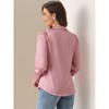 INSPIRE CHIC Women's Puff Long Sleeve Point Collar Vintage Button Work Satin Shirt - 4 of 4