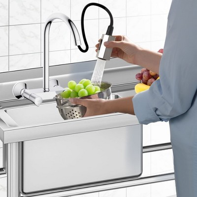 Stainless Steel Single Basin Utility Sink with Drainboard